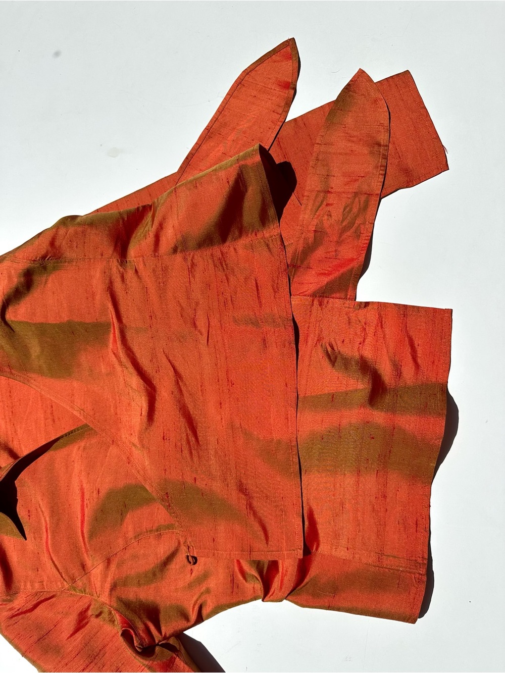 Ann Taylor Dupioni Silk Rust Orange Wrap Blouse with Side Tie, 8 - Picture 6 of 14